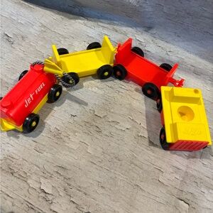 Fisher Price Little People airport fuel tanker and luggage cart vintage